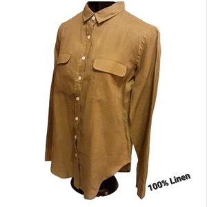 Camixa Khaki, Relaxed Linen Shirt With Pockets